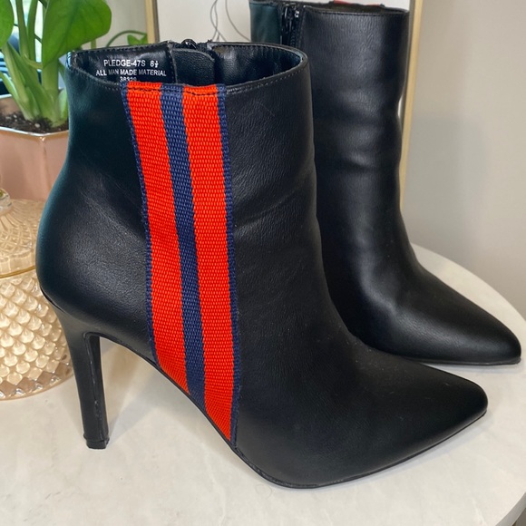 None Shoes - ⭐️ Red & Blue Striped Black Booties
